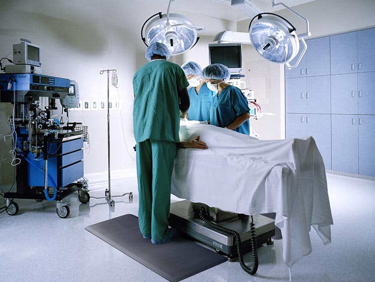 AMCO Non slip mats used in health care. Note use in an operating theatre.