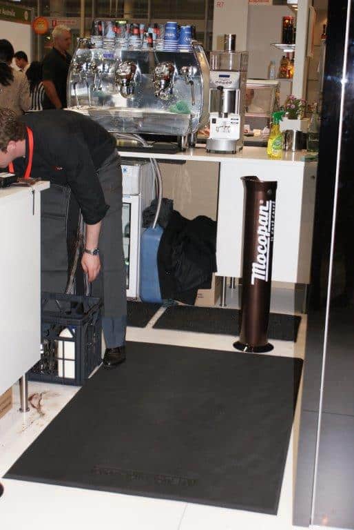 Non slip and anti fatigue mats used in a cafeteria