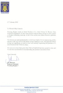 Graincorop West Wyalong tesimonial on Sweepex Brooms