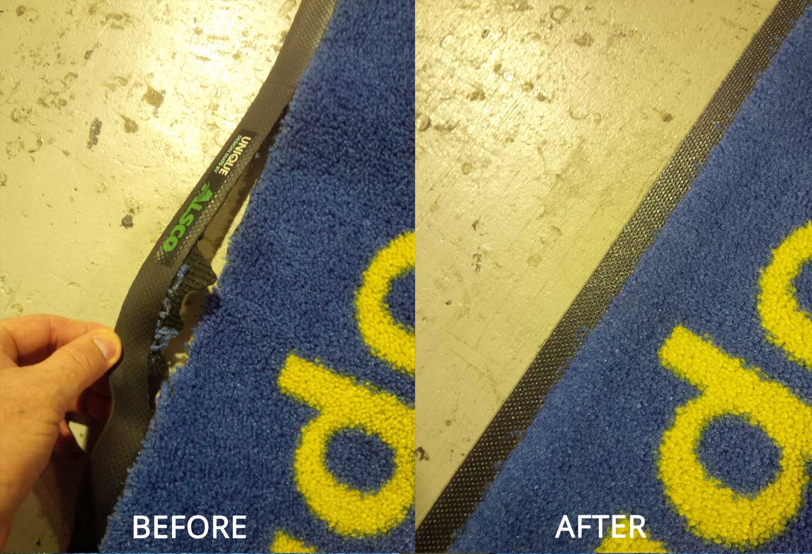 before and after floor mat repair AMCO