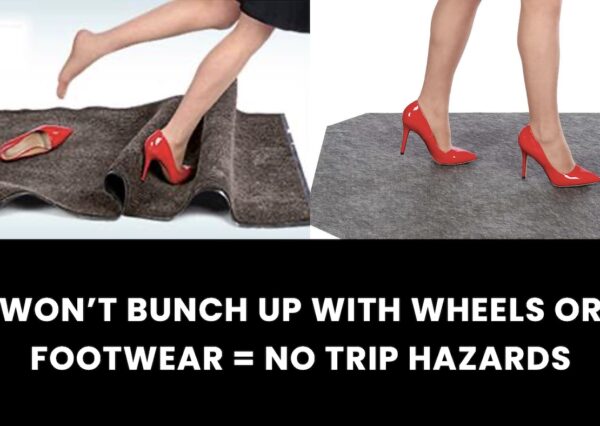 AMCO Pig Grippy Entrance Floor Mat staying flat to prevent tripping