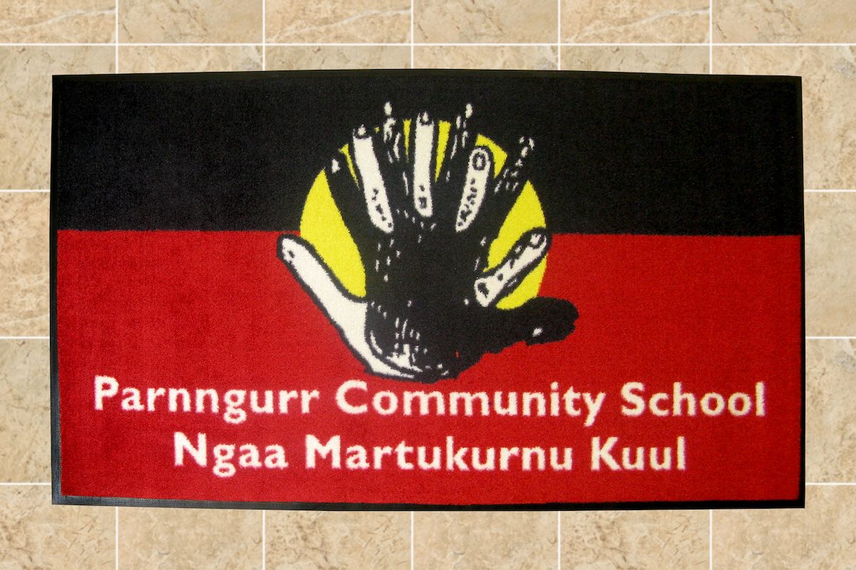 AMCO custom logo entry mat for The Parnngurr Community School