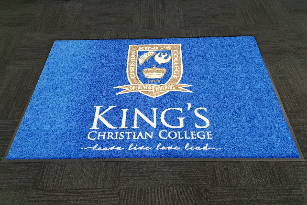 AMCO custom logo entry mat for Kings Christian School