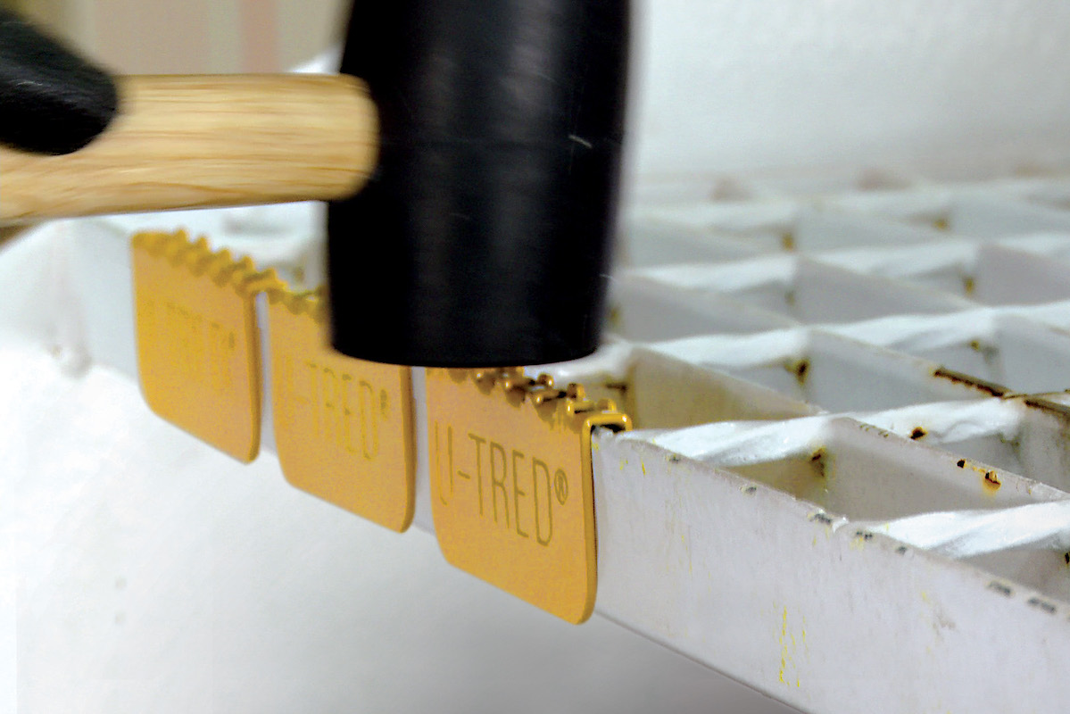 AMCO U-Tred anti-slip grate cleats installation